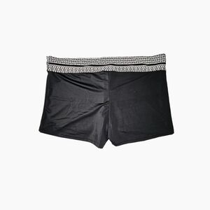 Black Shorts with Patterned Waistband